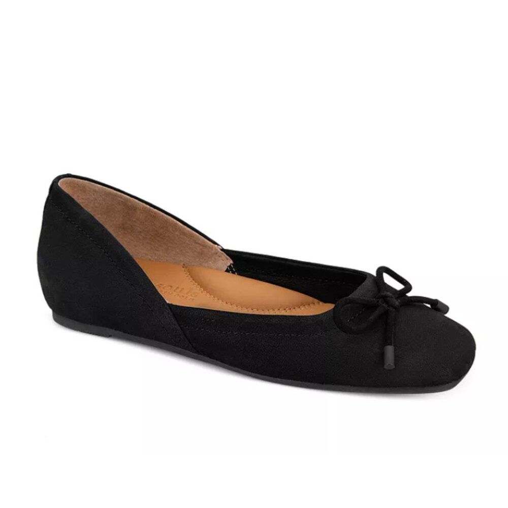 NEW Gentle Souls Kenneth Cole Women's Sailor Bow Black Sueded Ballet Flats 7.5